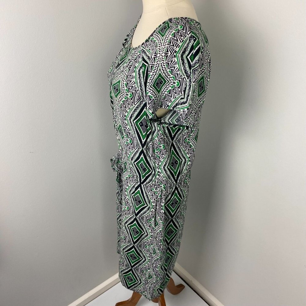 David Lawrence Size 8 Women's Shift Dress Geometric Pockets Waist Tie - Picture 7 of 10
